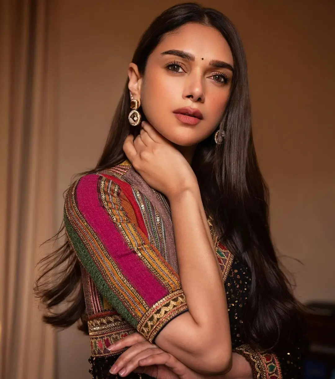 Bollywood Actress Aditi Rao Hydari In Black Saree